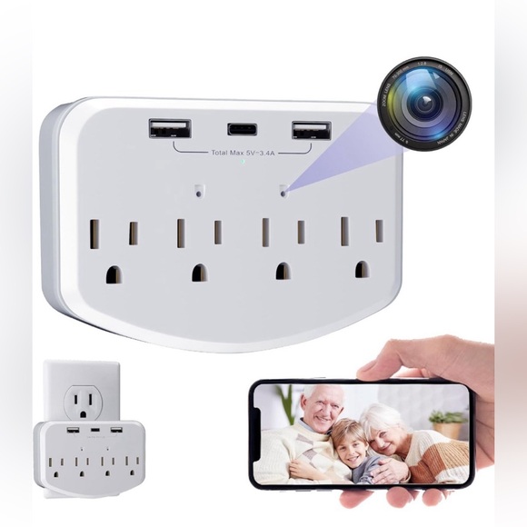 Hidden Camera WiFi Spy Wall Charger Nanny Cam with USB Fast Charger Outlet HD 10 - Picture 1 of 9